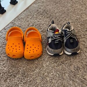 Toddler size 4 Crocs and Nike shoes